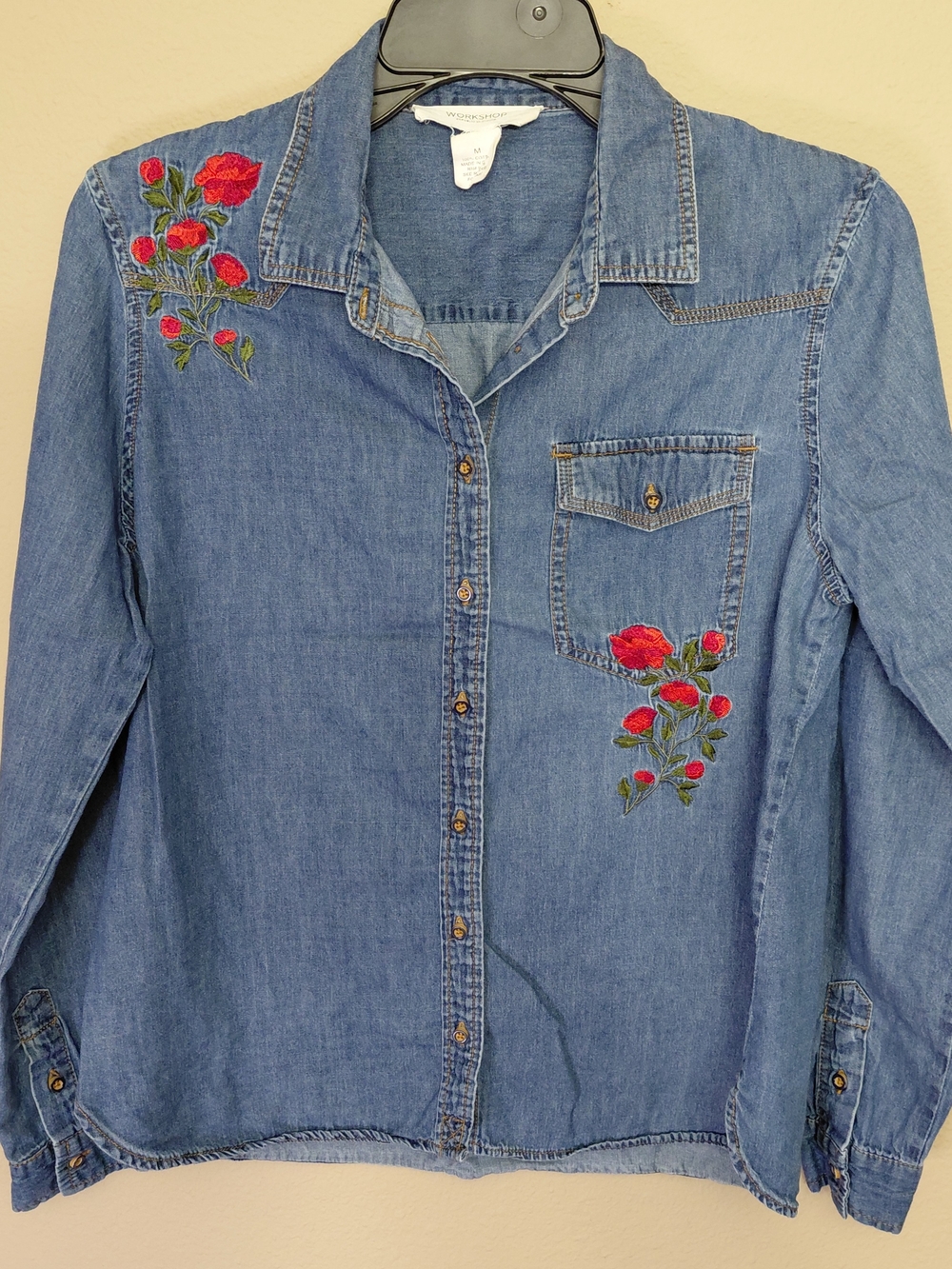 Embroidered Blue Denim Women's Shirt
